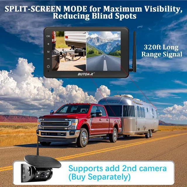Alt view image 7 of 7 - X7 Wireless Solar Magnetic Backup Camera for RV Truck - 15000mAh Battery Magnetic Hitch Camera 7 Monitor 320FT Range - 5th Wheel Hitch Gooseneck Travel Boat Horse Trailer Truck