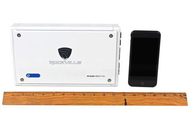 Alt view image 6 of 7 - RXM8BTW 8 Channel Marine Boat Amplifier with Bluetooth, White | 1500W Peak/750W RMS Dyno Certified, Class D, Compact, Bridgeable, 2 Ohm Stable, Conformal Coated, RCA In/Out, Stainless Steel