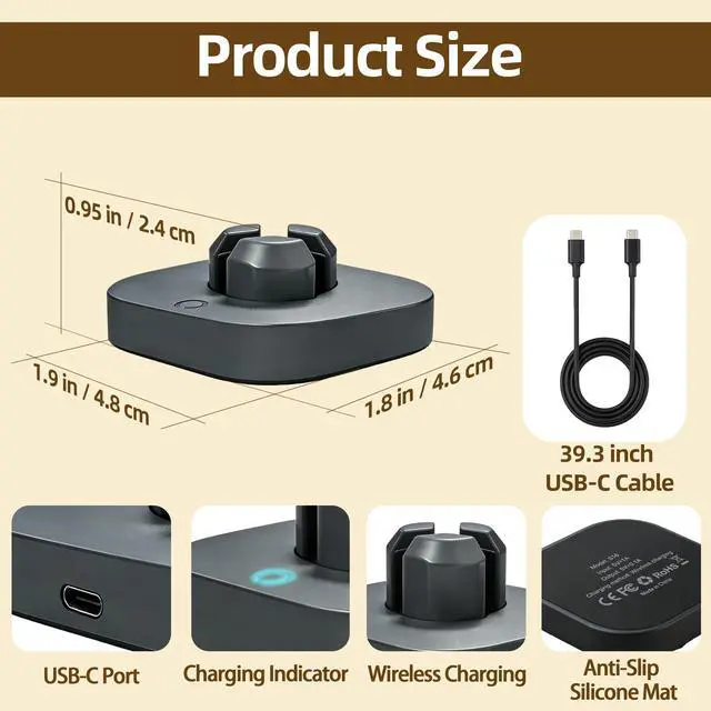 Alt view image 6 of 7 - Fast Charger Compatible with Ou-ra Ring Gen 4: Charging Dock Stand for Size 13/12/11/10/9/8/7 with Type-C Cable