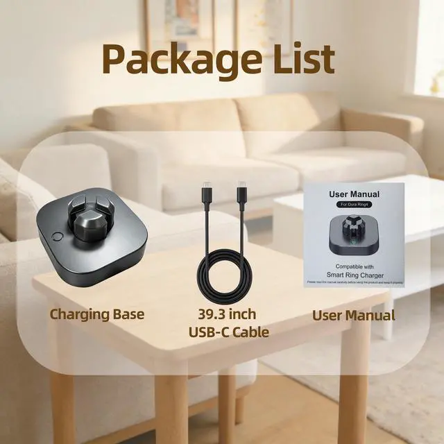 Alt view image 7 of 7 - Fast Charger Compatible with Ou-ra Ring Gen 4: Charging Dock Stand for Size 13/12/11/10/9/8/7 with Type-C Cable