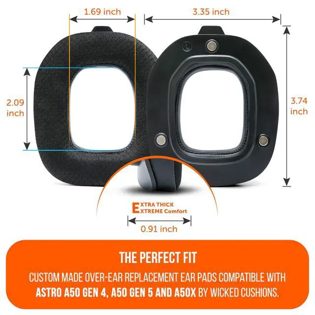 Alt view image 5 of 7 - Mod Kit A50 - Cooling Gel Earpads + Headband Replacement for Astro A50 Gen 4, Gen 5 & A50X by Wicked Cushions | Enhanced Comfort, Cooling & Durability | Black