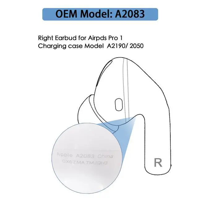 Alt view image 6 of 7 - Original OEM Single Earbud for Right Apple Airpods Pro 1st Gen Earbud,Single Right Ear Side Only(A2083)