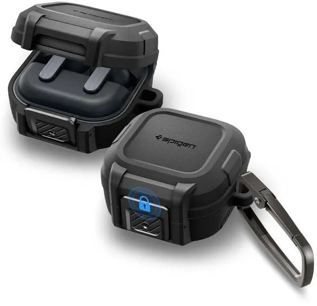 Main image of Lock Fit Designed for Galaxy Buds 4 Pro/Buds 4 Case (2026) | Secure Locking Clip, Dual-Layer Protection, Included Carabiner, Wireless Charging Compatible - Matte Black