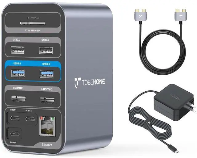 Main image of 16-in-2 MacBook Docking Station, Dual 4K Monitors, 7 USB,100W PD | 100W GaN Power Delivery, Dual 4K@60Hz Display, Gigabit RJ45, SD/Micro SD, for Professionals & Home Offices, Plug-and-Play