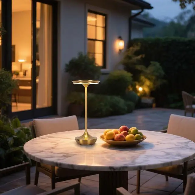 Alt view image 2 of 7 - Rechargeable Cordless Table Lamp, 6000mAh Battery Operated LED Table Lights,Touch Control - 3 Color Dimmable for Bedroom, Patio, Cofee, Outdoor,Dining Home,Restaurant&Living Room-Gold