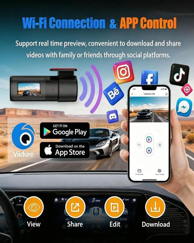 Alt view image 4 of 6 - HKOIZBL 4K+2.5K Dash Cam Front and Rear, Built-in 5G WiFi, 32GB Card Included, 2'' IPS Screen Dash Camera for Cars, Starlight Night Vision, Dual Dashcam with WDR, Loop Recording, 24H Parking Monitor