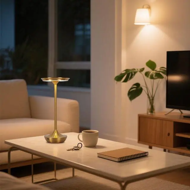Alt view image 5 of 7 - Rechargeable Cordless Table Lamp, 6000mAh Battery Operated LED Table Lights,Touch Control - 3 Color Dimmable for Bedroom, Patio, Cofee, Outdoor,Dining Home,Restaurant&Living Room-Gold