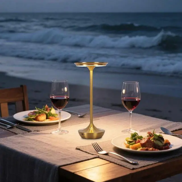 Alt view image 7 of 7 - Rechargeable Cordless Table Lamp, 6000mAh Battery Operated LED Table Lights,Touch Control - 3 Color Dimmable for Bedroom, Patio, Cofee, Outdoor,Dining Home,Restaurant&Living Room-Gold