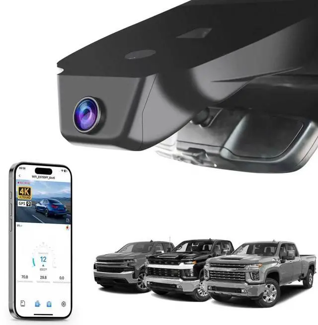 Main image of 4K Dash Cam for Silverado 1500 2022-2026 2500 HD 3500 HD 2024-2026 | Model C, Chevy Silverado, WT RST LTZ Trail Boss High ZR2, UHD 2160P Video, WiFi & APP, 64GB Card, GPS