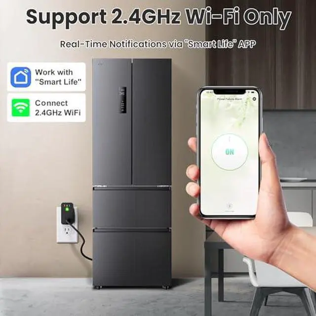 Alt view image 6 of 7 - Power Failure Alarm WiFi, 2 Pack Smart Power Outage Alarm, App Notification | Mini Size, Freezer Alert, Loud 110dB, LED Indicator, Voltage Detection, Home Power Monitor, for GFCI Trips, Sump Pump