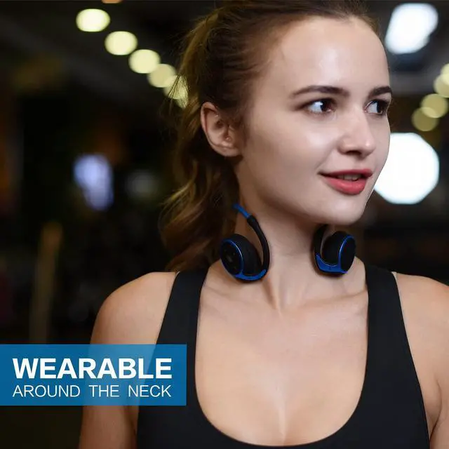Alt view image 3 of 6 - Small Bluetooth Headphones Wrap Around Head - Sports Wireless Headset with Built in Microphone and Crystal-Clear Sound, Foldable and Carried in The Purse, and 12-Hour Battery Life, Blue