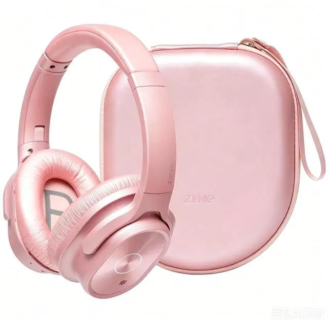 Main image of Active Noise Cancelling Headphones, 40H Playtime Wireless Bluetooth Headset with Deep Bass Hi-Fi Stereo Sound,Comfortable Earpads for Travel/Home/Office (Rose Gold)