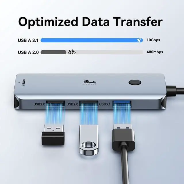 Alt view image 7 of 7 - USB C Docking Station Dual Monitor HDMI, Laptop Multiport Adapter | 7 in 1 USB C to 4K Monitor, MacBook supports Display Spanning mode, with 4K HDMI, Switching Mode Botton, 3 USB, 100W PD Port
