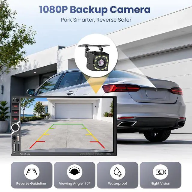 Alt view image 5 of 7 - 7" Double Din Car Stereo with Wireless Apple CarPlay & Android Auto | QLED IPS Touchscreen Car Radio,Bluetooth 6.0,Type-C Fast Charging,1080P Backup Camera,Voice Control,Gps,AM&FM,Mirror Link,EQ