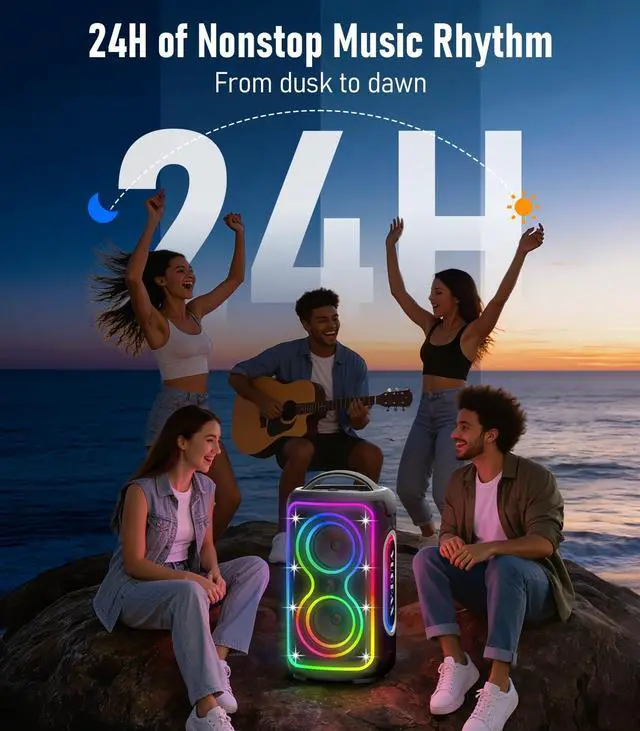 Alt view image 2 of 7 - Bluetooth Speaker Loud, 240W Peak Portable Wireless Party Speakers | Boost Bass,BT5.4, IP65 Waterproof,24H, Fast Charge, TWS, RGB Lights for Outdoor, Beach, Camping, BackyardGrey
