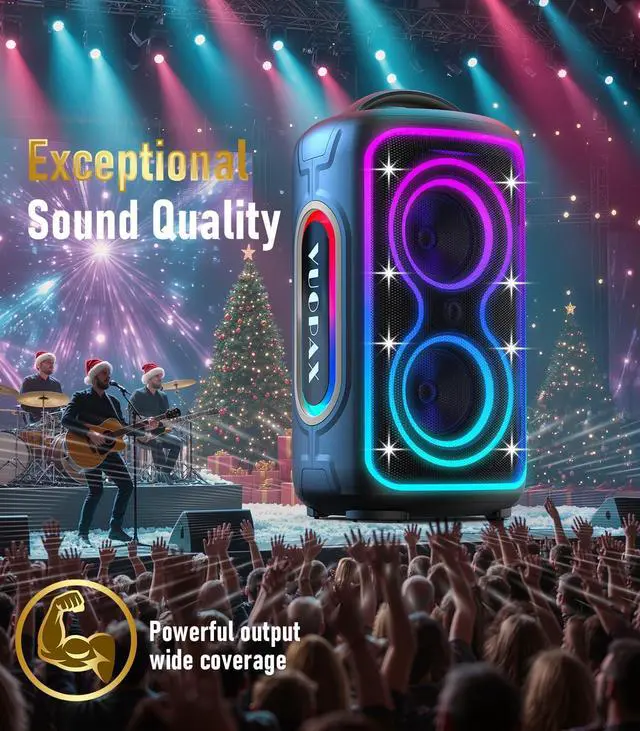 Alt view image 4 of 7 - Bluetooth Speaker Loud, 240W Peak Portable Wireless Party Speakers | Boost Bass,BT5.4, IP65 Waterproof,24H, Fast Charge, TWS, RGB Lights for Outdoor, Beach, Camping, BackyardGrey