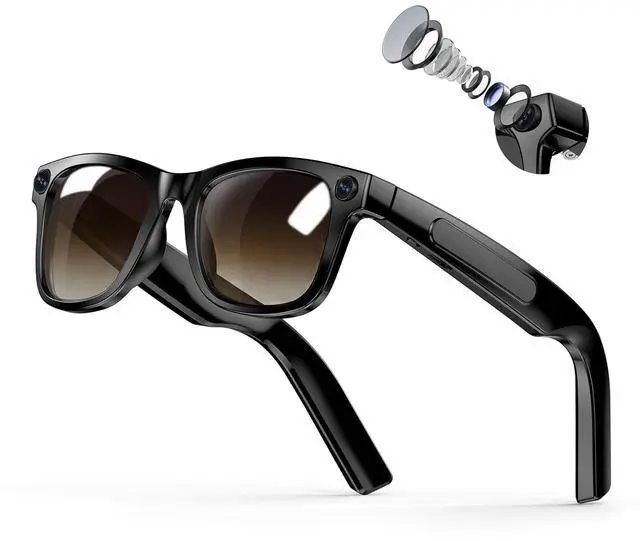 Main image of Smart Glasses with 4K Camera & EIS, Audio Video Recording Glasses with Live Translation Voice Assistant, Gradient Tea Sunglasses Lenses, UV400 Protection TR90 Frame