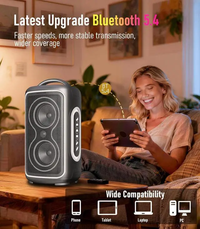 Alt view image 5 of 7 - Bluetooth Speaker Loud, 240W Peak Portable Wireless Party Speakers | Boost Bass,BT5.4, IP65 Waterproof,24H, Fast Charge, TWS, RGB Lights for Outdoor, Beach, Camping, BackyardGrey