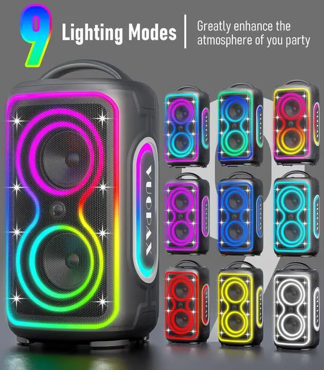 Alt view image 7 of 7 - Bluetooth Speaker Loud, 240W Peak Portable Wireless Party Speakers | Boost Bass,BT5.4, IP65 Waterproof,24H, Fast Charge, TWS, RGB Lights for Outdoor, Beach, Camping, BackyardGrey