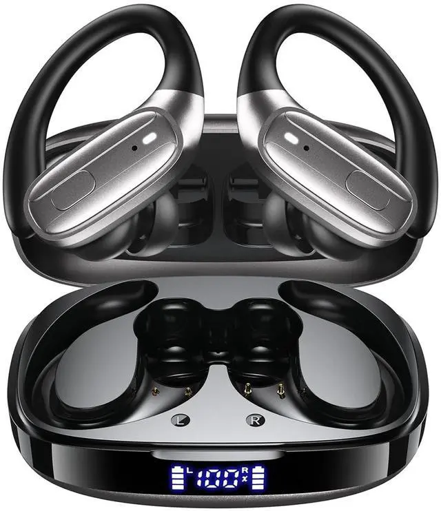 Main image of Wireless Earbuds, Bluetooth Headphones 5.4, Ear Buds with Hooks for Sports, 80Hr Playtime Earphones, LED Display, IPX7 Waterproof Headset for Workout Running, Taupe