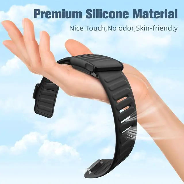 Alt view image 3 of 7 - Sport Band Compatible with Whoop 5.0 Bands One, Peak and Life/MG, Breathable Waterproof Silicone Adjustable Replacement Accessories Strap for Whoop Band 5.0 Fitness Activity Tracker, Black