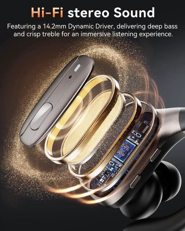 Alt view image 3 of 7 - Wireless Earbuds, Bluetooth Headphones 5.4, Ear Buds with Hooks for Sports, 80Hr Playtime Earphones, LED Display, IPX7 Waterproof Headset for Workout Running, Taupe