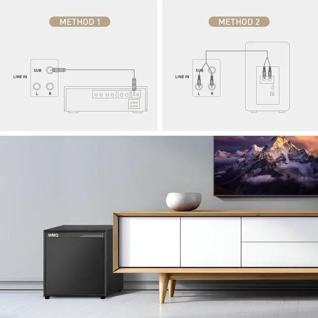 Alt view image 5 of 7 - 10" Powered Home Subwoofer, 300W RMS, High-Fidelity Bass, MDF Enclosure with Heat Sink