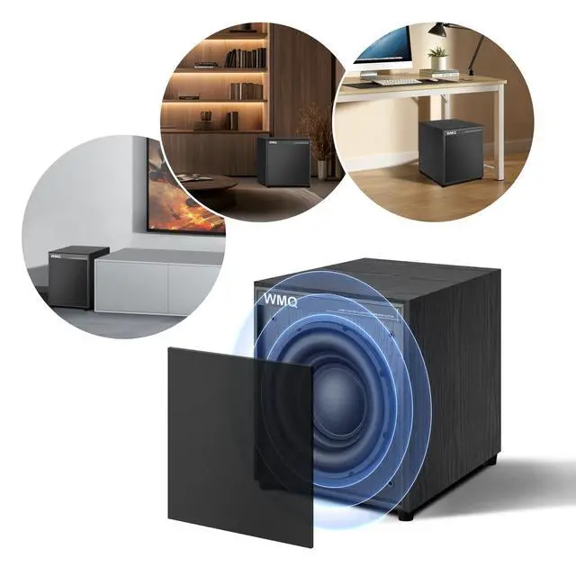 Alt view image 6 of 7 - 10" Powered Home Subwoofer, 300W RMS, High-Fidelity Bass, MDF Enclosure with Heat Sink