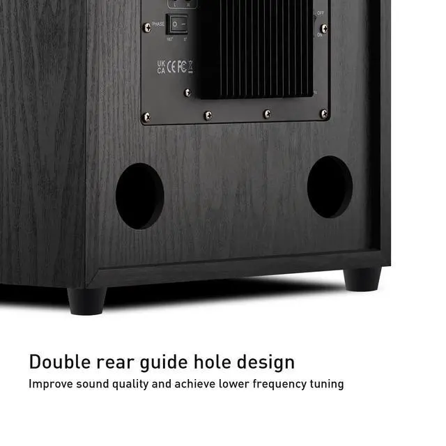 Alt view image 4 of 7 - 10" Powered Home Subwoofer, 300W RMS, High-Fidelity Bass, MDF Enclosure with Heat Sink