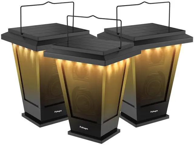 Main image of Bluetooth Speakers Waterproof, Solar Powered Outdoor Speakers, 3 Packs Surround Sound 30W Wireless Multiple Pairing with 20 Piece LED Lights, Richer Bass, Black