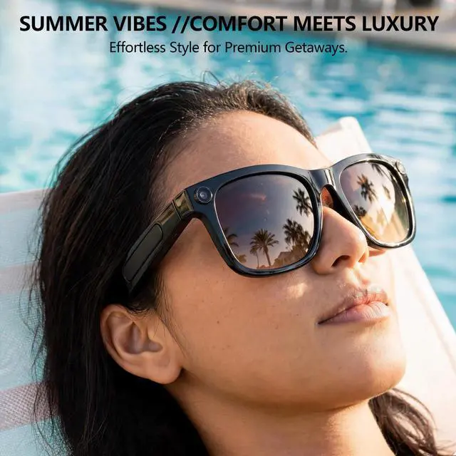 Alt view image 6 of 7 - Smart Glasses with 4K Camera & EIS, Audio Video Recording Glasses with Live Translation Voice Assistant, Gradient Tea Sunglasses Lenses, UV400 Protection TR90 Frame