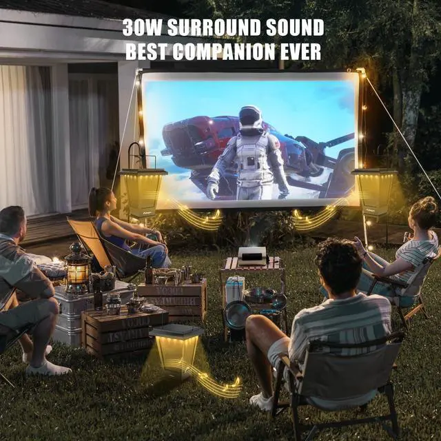 Alt view image 2 of 7 - Bluetooth Speakers Waterproof, Solar Powered Outdoor Speakers, 3 Packs Surround Sound 30W Wireless Multiple Pairing with 20 Piece LED Lights, Richer Bass, Black