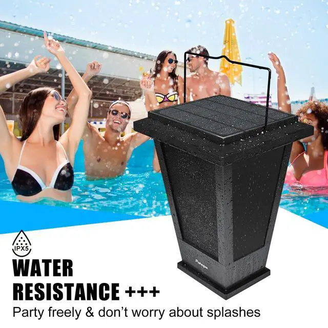 Alt view image 5 of 7 - Bluetooth Speakers Waterproof, Solar Powered Outdoor Speakers, 3 Packs Surround Sound 30W Wireless Multiple Pairing with 20 Piece LED Lights, Richer Bass, Black