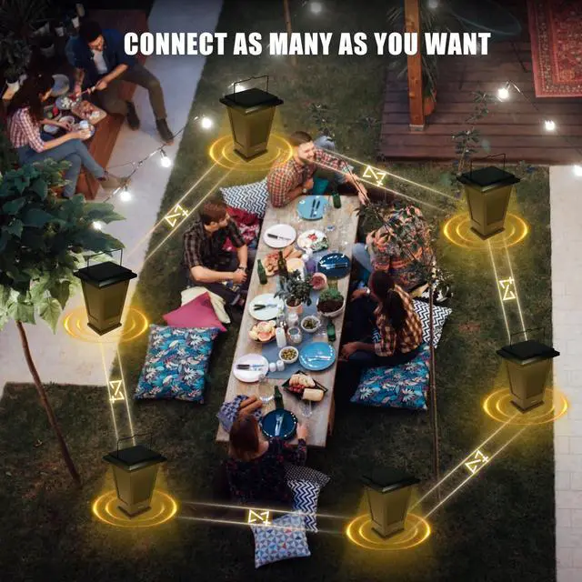 Alt view image 6 of 7 - Bluetooth Speakers Waterproof, Solar Powered Outdoor Speakers, 3 Packs Surround Sound 30W Wireless Multiple Pairing with 20 Piece LED Lights, Richer Bass, Black