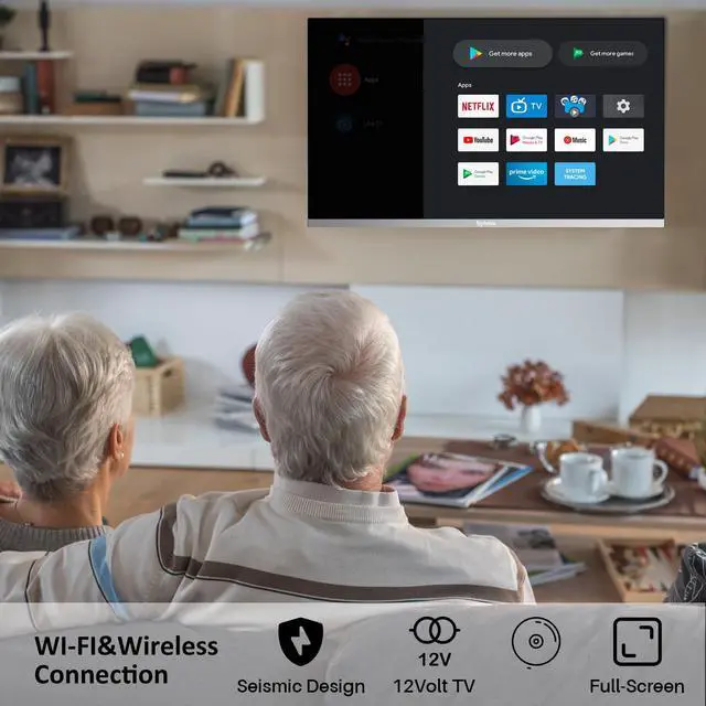 Alt view image 5 of 7 - 22'' Smart 12 Volt TV Digital Video Disc Combo FHD 1080P Android 11.0, with ARC CEC WiFi Wireless Connection, for Home, RV Camper, and Mobile Use(Limo Series),Black