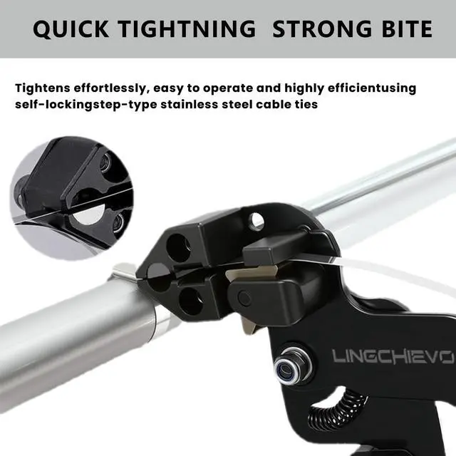 Alt view image 4 of 5 - Metal Zip Tie Gun with 100 PCS 11.8inch Stainless steel Zip Ties | Heavy Duty Zip Tie Tool for Fastening and Cutting Cable Ties,Chain Link Fence Parts for Fence Exhaust Pipe Outdoor