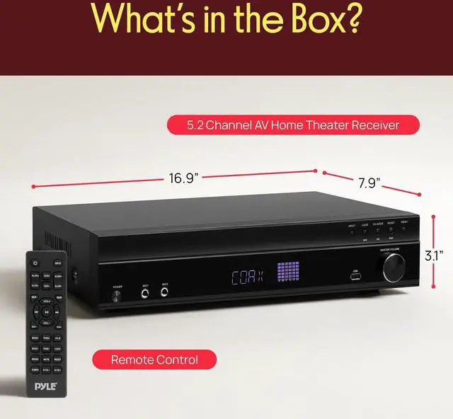 Alt view image 7 of 7 - 5.2 Channel Bluetooth Home Theater Amplifier, 240 watts Peak Power, Microphone Input with Echo for Karaoke, ARC Hi-Def Input, USB-A Input with MP3 Player, FM Radio - PT875BT