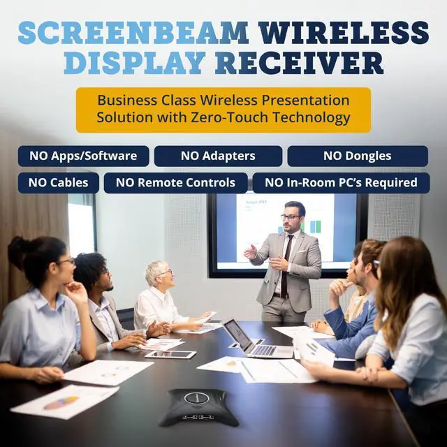Alt view image 2 of 7 - 960 Wireless Display Receiver Native Screen Mirroring, Supports Windows/Android/Apple Devices, Miracast, Receiver Connects to Display or Projector via USB/HDMI Cable