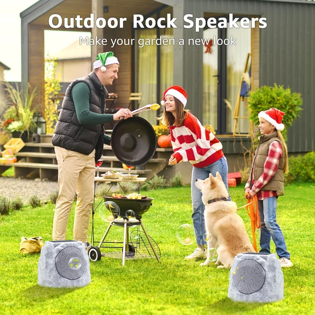 Alt view image 6 of 7 - 1-Pack Outdoor Rock Speakers Waterproof Patio with Lights Color,Multi-Sync Up to 100 Speakers&TWS Pair,Solar Powered and USB Rechargeable for Pool Party Yard Garden Outside
