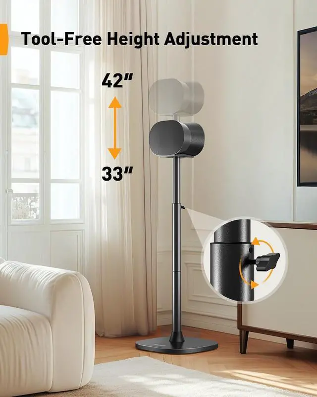 Alt view image 2 of 7 - Speaker Stand for Sonos Era 300, Adjustable Height 33-42, Sonos Era 300 Surround Sound Speaker Stand, Floor Speaker Stand Supports up to 13.2 lbs with Cable Management, Pair
