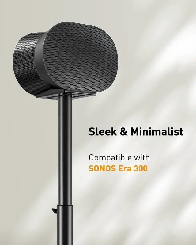 Alt view image 3 of 7 - Speaker Stand for Sonos Era 300, Adjustable Height 33-42, Sonos Era 300 Surround Sound Speaker Stand, Floor Speaker Stand Supports up to 13.2 lbs with Cable Management, Pair
