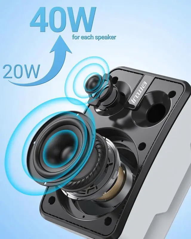 Alt view image 4 of 6 - Outdoor Bluetooth Speakers, IPX5 Waterproof 400W Wall Mount Speaker, Powerful Indoor/Outdoor Sound System, Wireless Sync Up to 100 Speakers, Suitable for Patio/Porch/Gazebo/Garage(MZ-621, Pair)