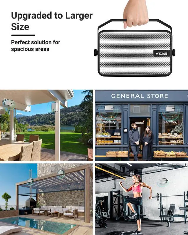 Alt view image 5 of 6 - Outdoor Bluetooth Speakers, IPX5 Waterproof 400W Wall Mount Speaker, Powerful Indoor/Outdoor Sound System, Wireless Sync Up to 100 Speakers, Suitable for Patio/Porch/Gazebo/Garage(MZ-621, Pair)