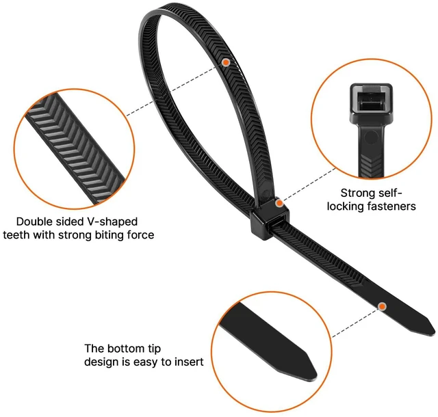 Alt view image 2 of 7 - Zip Ties Heavy Duty 12+12+18 Inch V-Shaped Toothed Double Sided Assorted Size With 200 LBS Tensile Strength Cable Wire Ties Adjustable More Durable Nylon Tie Wraps for Indoor Outdoor150 Pack