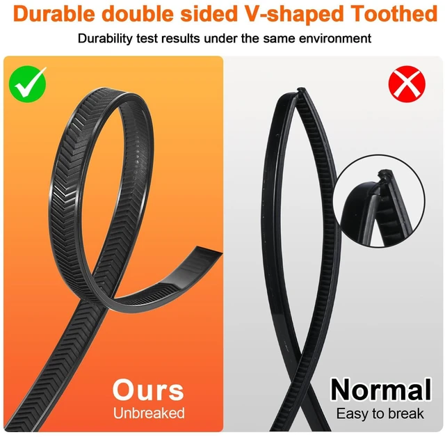 Alt view image 5 of 7 - Zip Ties Heavy Duty 12+12+18 Inch V-Shaped Toothed Double Sided Assorted Size With 200 LBS Tensile Strength Cable Wire Ties Adjustable More Durable Nylon Tie Wraps for Indoor Outdoor150 Pack
