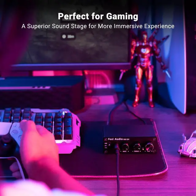 Alt view image 6 of 7 - Q4 DAC Headphone Amp for PC, Desktop Digital to Analog Audio Converter for Home Stereo Amplifier and Powered Speakers, PC-USB/Optical/Coaxial Inputs, 3.5mm Headphone/RCA Outputs