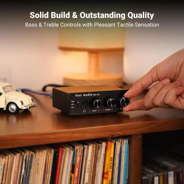 Alt view image 5 of 7 - Q4 DAC Headphone Amp for PC, Desktop Digital to Analog Audio Converter for Home Stereo Amplifier and Powered Speakers, PC-USB/Optical/Coaxial Inputs, 3.5mm Headphone/RCA Outputs