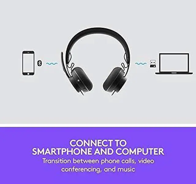 Alt view image 3 of 7 - Zone Wireless Certified Microsoft Teams Bluetooth Headset | Active noise cancellation, Qi charging, Teams and Zoom certified, leatherette ear pads