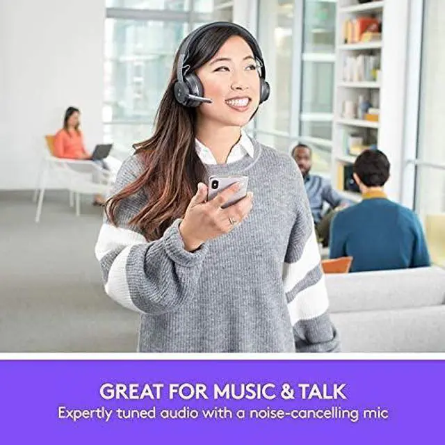 Alt view image 4 of 7 - Zone Wireless Certified Microsoft Teams Bluetooth Headset | Active noise cancellation, Qi charging, Teams and Zoom certified, leatherette ear pads