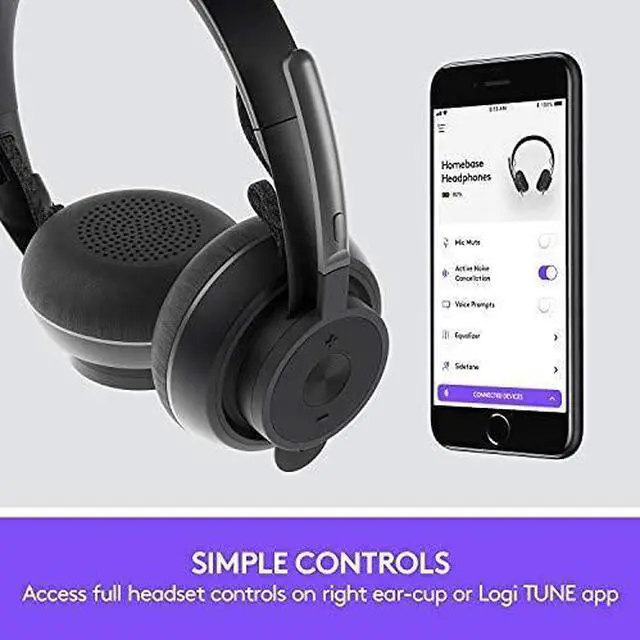 Alt view image 5 of 7 - Zone Wireless Certified Microsoft Teams Bluetooth Headset | Active noise cancellation, Qi charging, Teams and Zoom certified, leatherette ear pads